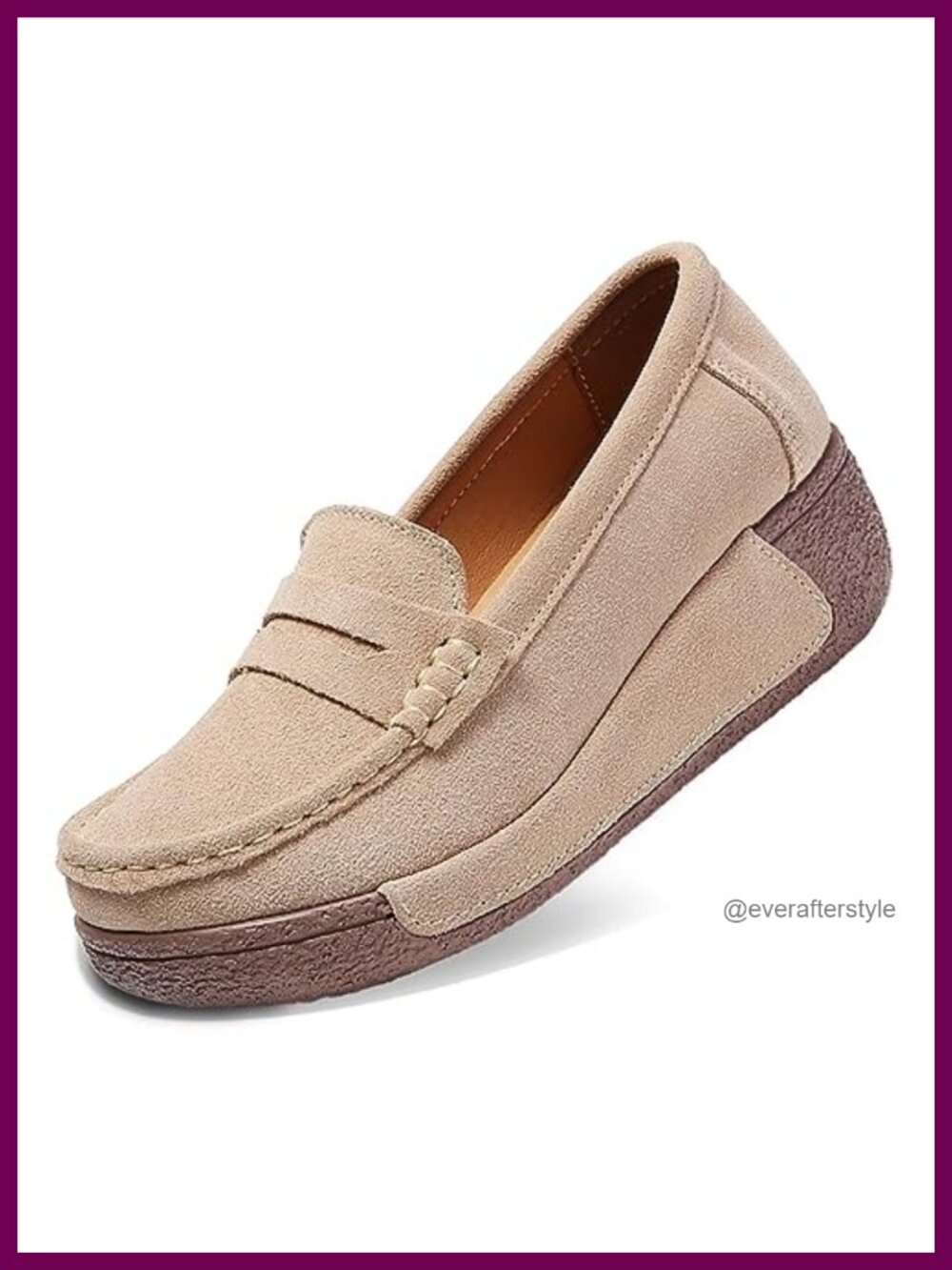 Womens Wedge Loafers Platform Sneakers Slip-Ons Suede Moc Toe Casual Walking